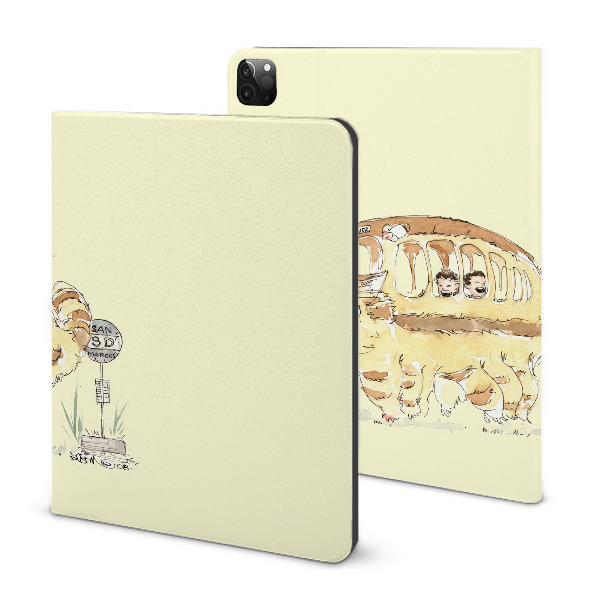 （画像用） となりのトトロ 草壁メイ 草壁サツキ My Neighbor Totoro Satsuki Kusakabe Mei Kusakabe IPadケース ペンホルダー付き ブックスタイルデザイン